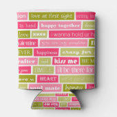 Rafraîchisseur Pour Canette Lettres d'amour rose et vert (Dos)