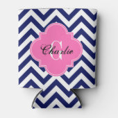 Rafraîchisseur Pour Canette LG Chevron Hot Pink Nom dans le monogramme (Devant)