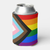 Rafraîchisseur Pour Canette LGBTQ & Pride - drapeau de progression arc-en-ciel (Can devant)