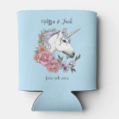 Rafraîchisseur Pour Canette licorne blanche Fleurs roses Bleu (Dos)