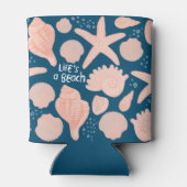 Rafraîchisseur Pour Canette LIFE'S A BEACH seashells motif rose (Dos)