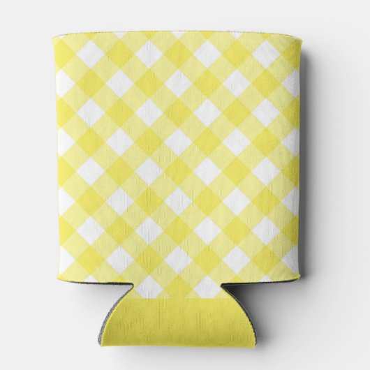 Rafraîchisseur Pour Canette Light Yellow Classic Gingham Pattern Monogram (Dos)