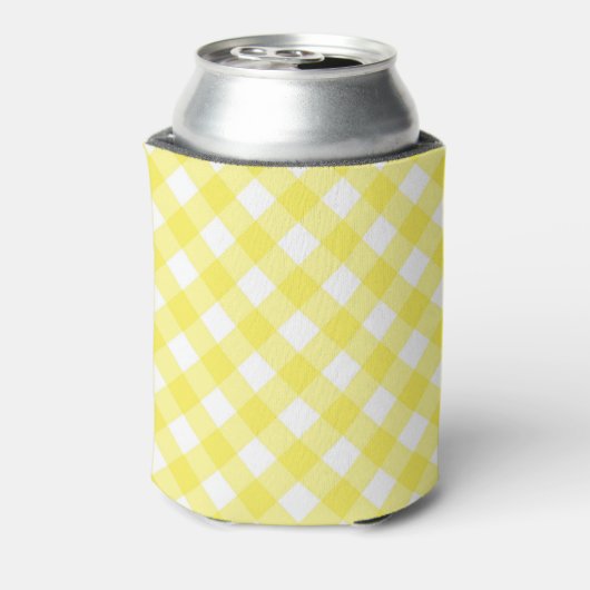 Rafraîchisseur Pour Canette Light Yellow Classic Gingham Pattern Monogram (Can Dos)