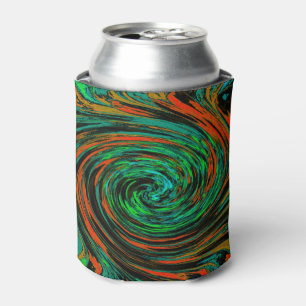 Rafraîchisseur Pour Canette Lime Green et Orange Abstrait Retro Twirl