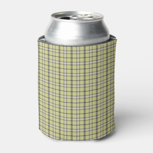 Rafraîchisseur Pour Canette Lime Green Plaid Classic Pattern Retro (Can devant)