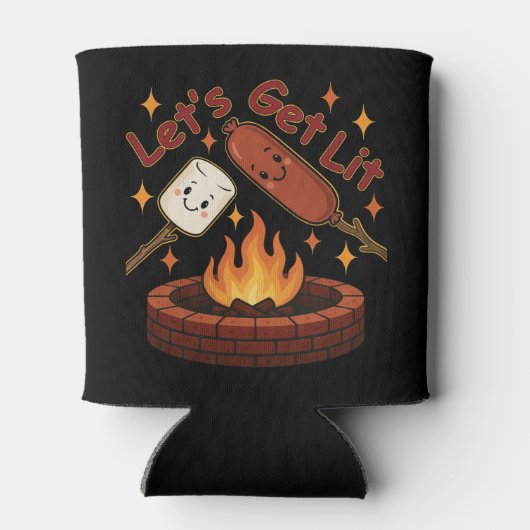 Rafraîchisseur Pour Canette Lit Firepit - mignon Marshmallow & Hot Dog (Dos)