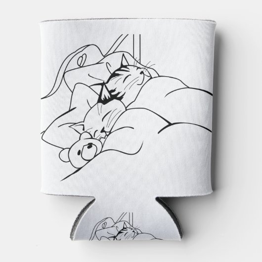 Rafraîchisseur Pour Canette Lit Sleep Chat Dream Kitten Bons amis (Devant)