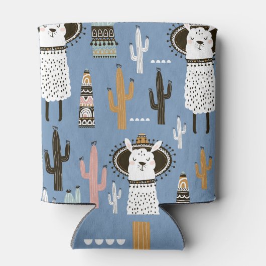 Rafraîchisseur Pour Canette Llama, Cactus, Motif d'éléments à main. (Dos)