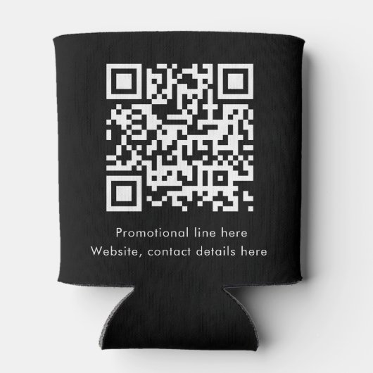 Rafraîchisseur Pour Canette Logo d'entreprise moderne Texte Promo QR Code noir (Dos)