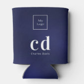 Rafraîchisseur Pour Canette Logo du nom du monogramme bleu marine (Dos)