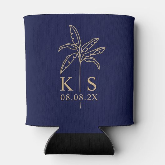 Rafraîchisseur Pour Canette Logo Mariage Monogramme Personnalisé Palm Tree Can (Dos)
