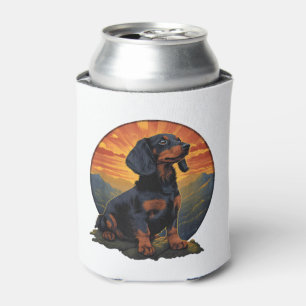 Rafraîchisseur Pour Canette Long Haired Dachshund amoureux de animal retro vin
