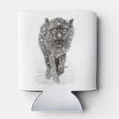 Rafraîchisseur Pour Canette Loup noir en colère dans la neige, hiver sauvage (Dos)