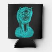 Rafraîchisseur Pour Canette Loup noir en colère dans la nuit (Devant)