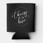 Rafraîchisseur Pour Canette Love Calligraphy Cheers Hearts White B&W ID940 (Devant)