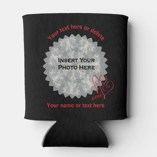 Rafraîchisseur Pour Canette Love Hearts Black Photo personnalisée (Dos)