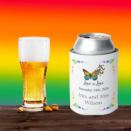 Rafraîchisseur Pour Canette Love is Love Rainbow Theme Mariage