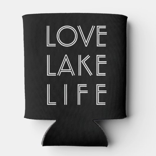 Rafraîchisseur Pour Canette LOVE LAKE LIFE nom de lac personnalisé foncé (Dos)