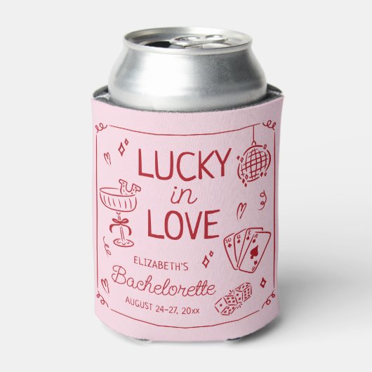 Rafraîchisseur Pour Canette Lucky In Love Whimsical Main tiré Bachelorette (Can devant)