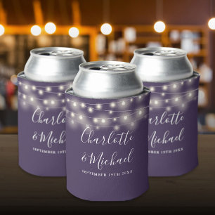 Rafraîchisseur Pour Canette Lumières Guirlande Mariage Violet Écriture Signatu