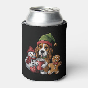 Rafraîchisseur Pour Canette Lutin de chien Basset Hound de Noël Joyeux Noël