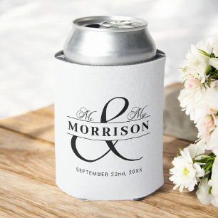 Rafraîchisseur Pour Canette M. Mme Black White Wedding Favor