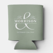 Rafraîchisseur Pour Canette M. Mme Sage Green Wedding Favor (Dos)