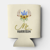 Rafraîchisseur Pour Canette M. Nom Rustic Floral Antlers Mariage (Dos)