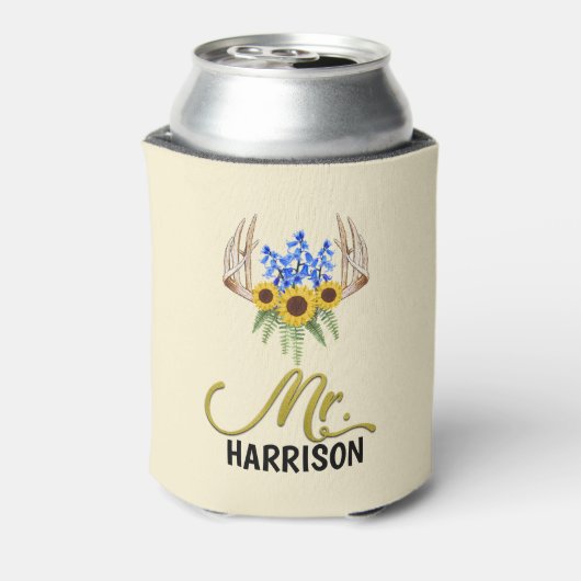 Rafraîchisseur Pour Canette M. Nom Rustic Floral Antlers Mariage (Can Dos)