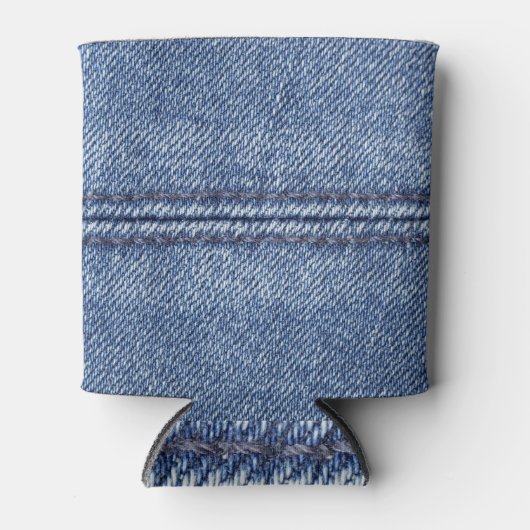 Rafraîchisseur Pour Canette Macro Dénim Bleu, Texture Gros Plan. (Devant)