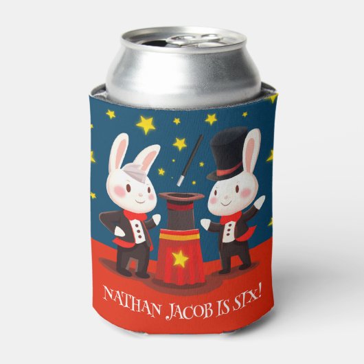 Rafraîchisseur Pour Canette Magiciens de lapins mignons sur scène Anniversaire (Can devant)