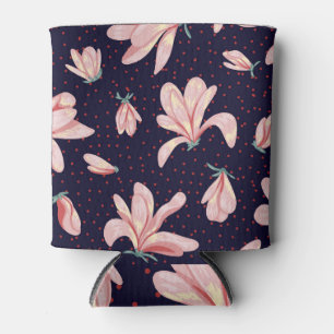 Rafraîchisseur Pour Canette Magnolias florissants, motif vintage dessiné à la
