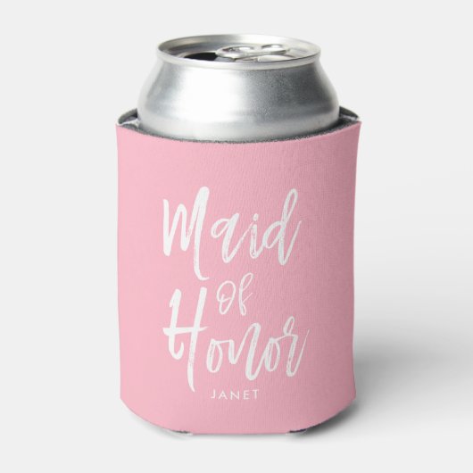 Rafraîchisseur Pour Canette Maid of Honor| Style de script Mariage rose person (Can devant)