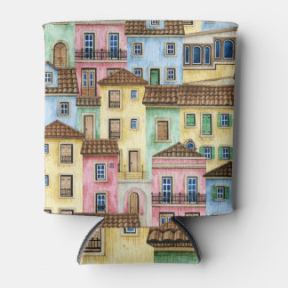 Rafraîchisseur Pour Canette Maisons de Lisbonne : Aquarelle Motif funiculaire.