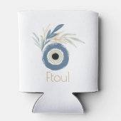 Rafraîchisseur Pour Canette Mal oeil bleu abstrait avec feuilles (Dos)