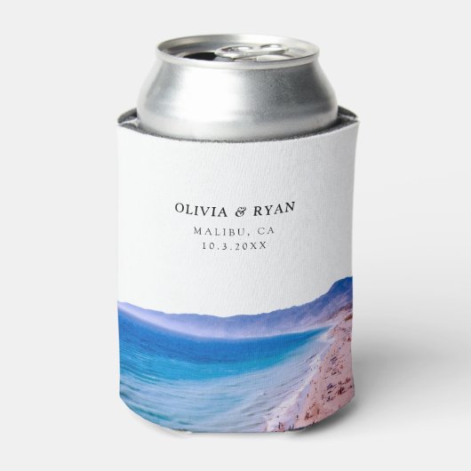 Rafraîchisseur Pour Canette Malibu Beach Wedding Favoriser Custom (Can devant)