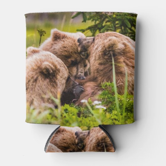 Rafraîchisseur Pour Canette Mama bear nourrit ses deux petits, Lake Clark Nati (Devant)