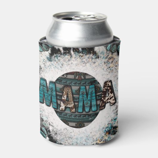 Rafraîchisseur Pour Canette Mama Leopard Cow Turquoise sublimation (Can devant)