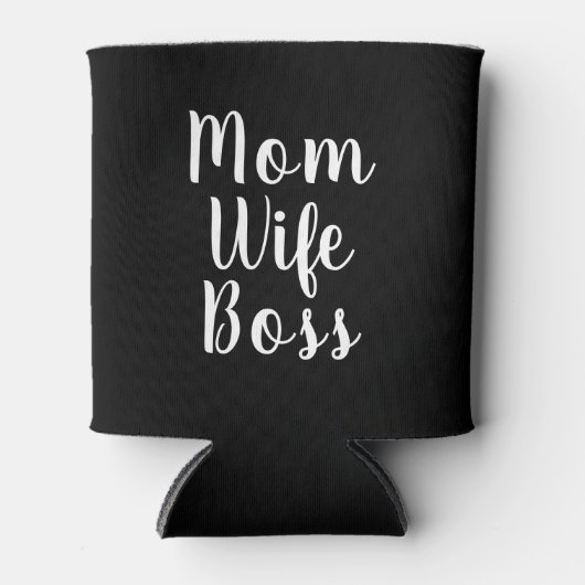 Rafraîchisseur Pour Canette Maman femme patron noir blanc script personnalisé (Devant)