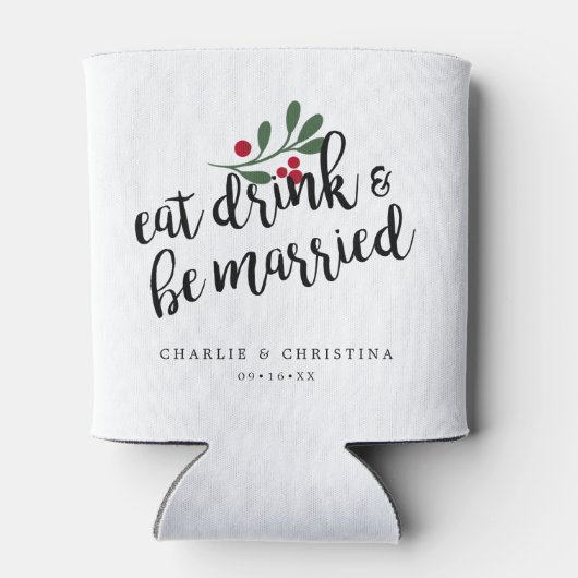 Rafraîchisseur Pour Canette Manger Boire et être Marié Baies de Noël (Dos)