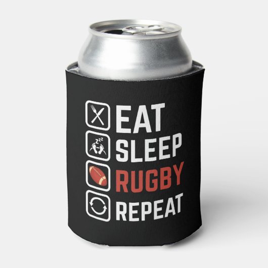 Rafraîchisseur Pour Canette Manger Sleep Rugby Répéter Sport Cadeau (Can devant)