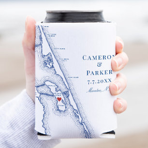 Rafraîchisseur Pour Canette Manteo NC Outer Banks Carte Mariage élégant Favor