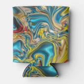 Rafraîchisseur Pour Canette marbre abstrait tourbillons jaune turquoise bleu t (Devant)