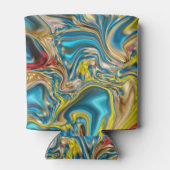 Rafraîchisseur Pour Canette marbre abstrait tourbillons jaune turquoise bleu t (Dos)