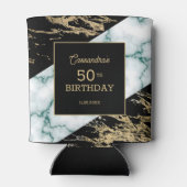 Rafraîchisseur Pour Canette Marbre blanc Chic Gold Paint Texture Anniversaire (Dos)