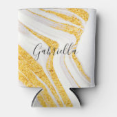 Rafraîchisseur Pour Canette Marbre blanc Parties scintillant d'or (Devant)