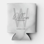 Rafraîchisseur Pour Canette Marbre blanc Script moderne Groomsmen personnalisé (Devant)