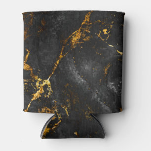 Rafraîchisseur Pour Canette Marbre d'or noir, Motif naturel.