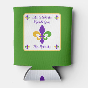 Rafraîchisseur Pour Canette Mardi Gras NOM Vert Or Violet Fleur de Lis