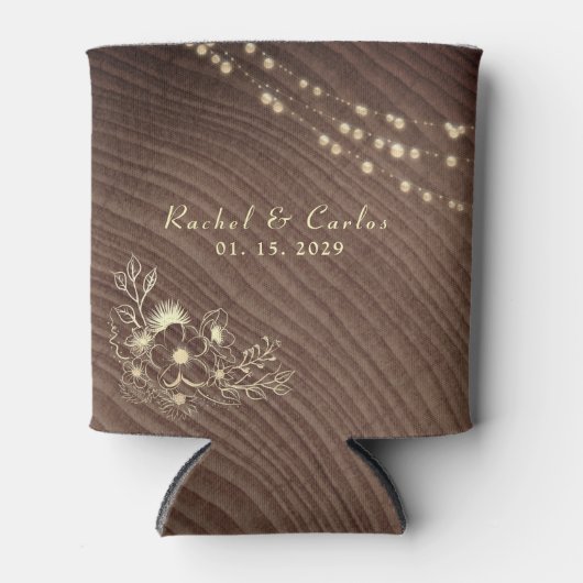 Rafraîchisseur Pour Canette Mariage à cordes rustiques (Devant)